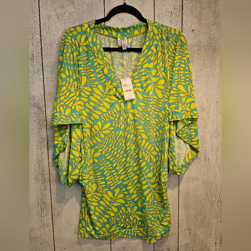 Trina Turk Green and Yellow Swim Coverup